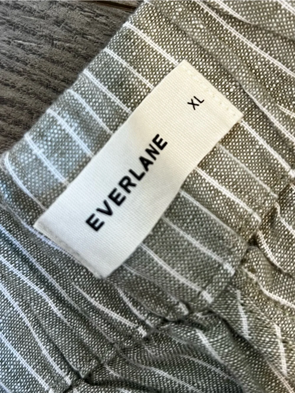 Everlane European Flax Sage Green White Stripe The Linen Easy Pant- Size XL